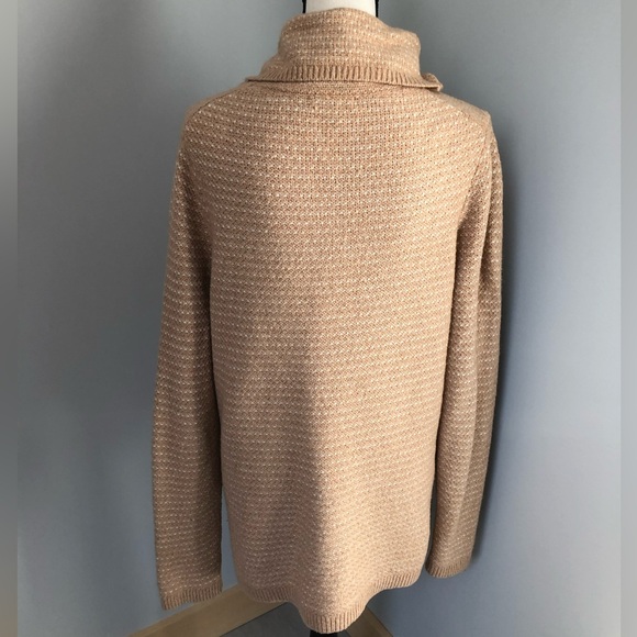 Land’s End Knit Beige Tan Cowl Neck Tunic Sweater Size Large - Picture 6 of 8